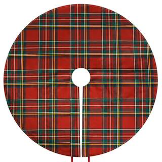 Royal Stewart Tartan Printed Christmas Tree Skirt for Decor, 36 Inch | Scottish Red Plaid Design for 4–6 FT Ar
