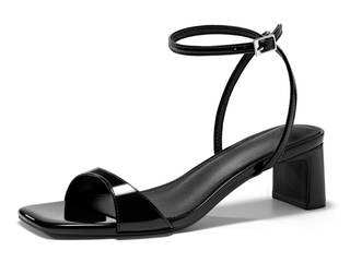 Coutgo Womens Chunky Low Heel Sandals Open Square Toe Ankle Strap Wedding Prom Dressy Shoes
