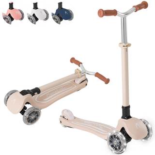 MomnLittle 3 Wheel Toddler Scooter for Kids Ages 3-10, Foldable Scooter with LED Light-Up Wheels, Lean-to-Stee