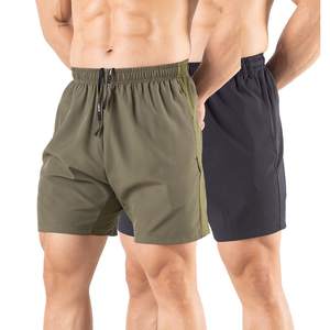 Gaglg Men's 5" Running Shorts 2 Pack Quick Dry Athletic Workout Gym Shorts with Zipper Pockets Medium Black/Gr