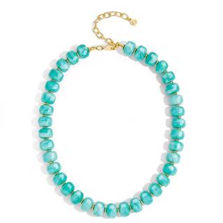 Chunky Beaded Choker Necklace for Women Statement Necklace with Gold Accent Adjustable Beach Summer Jewelry Tr