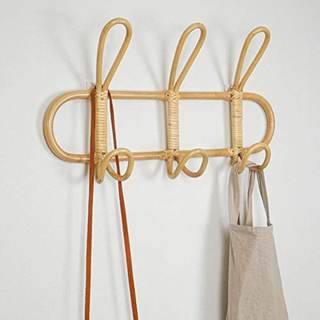 Tuklye Wall Hooks,Nature Rattan Garments Organizer Rack Clothes Hat Hanging Hook Rattan Hanger Kids Room Decor