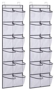 MISSLO Over The Door Shoe Organizer 12 Large Mesh Pockets Hanging Narrow Closet Door, White, 2 Pack White 12 p