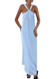 PRETTYGARDEN Women Sleeveless Casual Flowy Maxi Dress | Soft Lightweight Fabric, Strappy Loose Fit, Thick Shou