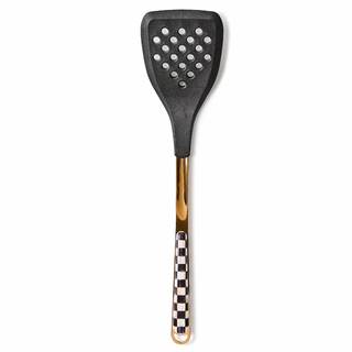 MACKENZIE-CHILDS Silicone Slotted Spatula, Black-and-White Courtly Check | Decorative utensil, stainless-steel