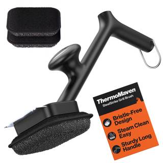 ThermoMaven Bristle-Free BBQ Grill Brush - No Wire Risk Steam Cleaner Removes Burnt Grease Fast - 17" Cool-Tou