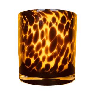 Hapton House Tortoise Shell Glass Candle Holder - Votive and Small Pillar Candle Holder - Leopard Print - Chee