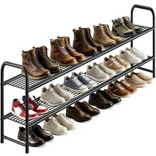 AOODA Long 2 Tier Shoe Rack for Closet Metal Wide Stackable Shoe Storage Organizer for Entryway, Bedroom, Floo