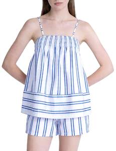 Kissonic Womens Striped 2 Piece Lounge Set Sleeveless Striped Matching Pj Set Cami Top and Shorts Pajama Set O