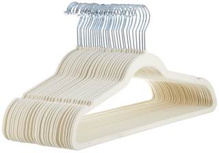 Amazon Basics Slim Velvet Non-Slip Space Saving Suit Clothes Hangers, Closet Organizer, Ivory/Beige, 30-Pack I