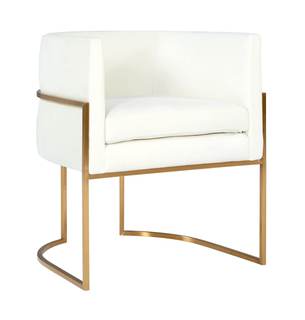 Tov Furniture Giselle Upholstered Velvet Dining Chair with Metal Frame (Cream with Gold Frame) Cream Glam