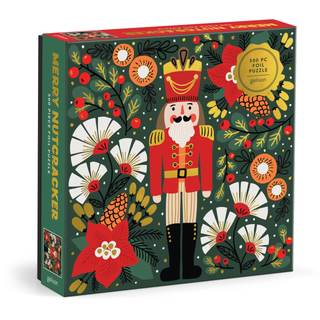 Galison - Merry Nutcracker 500 Pc Puzzle with Foil for Adults | Illustrated by Sandra Hutter, Holiday, Toy, Fo