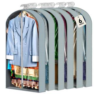 6 pcs 40" Garment Bags for Hanging Clothes, Clear Suit Bags for Closet Storage Clothing Storage, Garment Bags