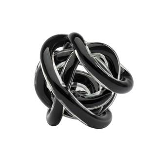 Torre & Tagus Orbit Hand Blown Glass Infinity Knot Sculpture - 3 Inch Glass Art Black Knot Decor Ball for Home
