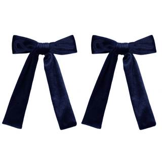 Navy Blue Large Velvet Hair Bows Alligator Clip 5" Soft Velvet Ribbon Ponytail Hair Barrettes with Long Tail D