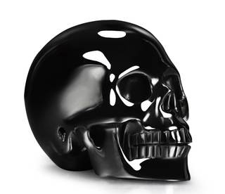 Skullis 2.0" Black Obsidian Crystal Skull Head, Hand Carved Gemstone Fine Art Sculpture, Reiki Healing Stone S