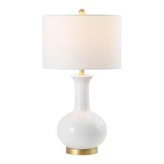 JONATHAN Y Brussels Ceramic Metal Table Lamp 27", White/Gold Painting | Contemporary Transitional, Bedroom or 