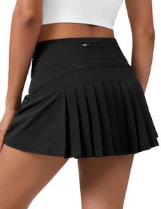 CRZ YOGA Mid Waisted Pleated Tennis Skirts | Built-in Shorts with Pockets, Quick-dry, Casual, Back Zipper, Min
