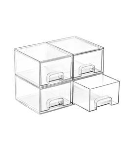Vtopmart 4 Pack Small Clear Stackable Storage Drawers,Acrylic Bathroom Makeup Organizer,Plastic Storage Bins f