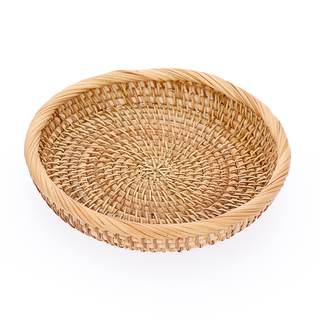 Hipiwe Small Woven Wicker Basket - 7.6" Round Entryway Organizer for Keys | Key Basket Bowl Holder for Wallet,