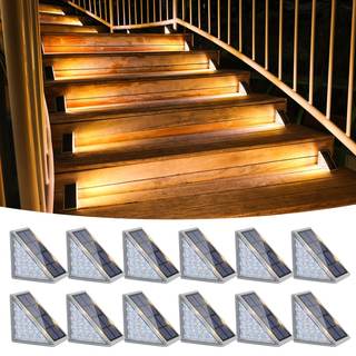 VOLISUN Outdoor Stair Lights 12 Pack, Solar Step Lights Waterproof IP67,80 Lumen, Led Step Light Outdoor for G