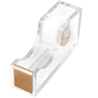 Acrylic Gold Tape Dispenser,Clear Acrylic Desk Dispenser Kit , Modern Design Office Desktop Tape Dispense Gold