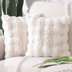 MADIZZ Pack of 2 Thick Plush Faux Wool Throw Pillow Covers Soft Boho Throw Pillows Luxurious Cushion Covers fo