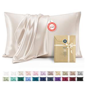 Bedsure Satin Pillowcases Queen Set of 2, Similar to Silk Pillow Case Beige | Reduces Hair Frizz & Skin Fricti