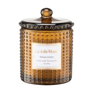 LA JOLIE MUSE Sahara Amber Scented Candles for Home, Natural Soy Wax 55 Hrs | Luxury Brown Jar Candle, Clean N