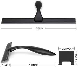 HIWARE All-Purpose Shower Squeegee for Shower Doors, Bathroom, Window and Car Glass - Black, Stainless Steel, 
