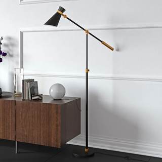 Henn&Hart 66" Industrial 1-Light Floor Lamp, Ebony | Adjustable height and focused lighting create an industri