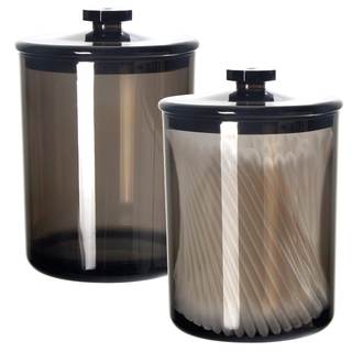 Youngever Black Plastic Apothecary Jars, Qtip Holder, Cotton Swab Holder, Bathroom Vanity Organizer for Cotton
