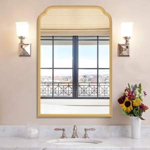 Ferytange 20X30 Inch Gold Bathroom Mirror for Wall, Modern Rounded Corner Rectangle Mirror with Non-Rusting Ir
