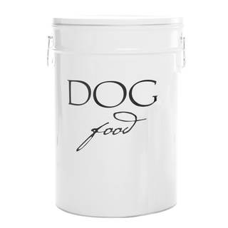 Harry Barker Classic White Dog Food Storage Canister – Medium, Airtight Stainless Steel Pet Food Container, Ho