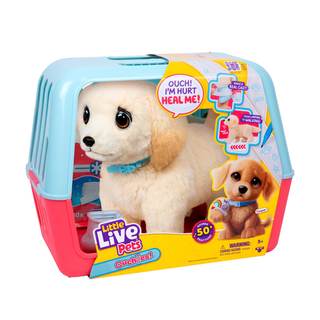 Little Live Pets Ouchies Cooper The Retriever Puppy, 50+ Sounds, Limping to Walking Puppy Toy with Vet Carrier