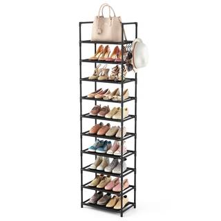 LANTEFUL 10 Tiers Tall Shoe Rack 20-25 Pairs Boots Organizer Storage Sturdy Narrow Shoe Shelf for Entryway, Cl