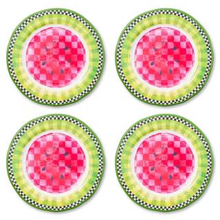 MACKENZIE-CHILDS Melamine Salad Plate Set, Watermelon | Handcrafted design, decorative diswasher-safe dinnerwa