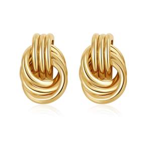 SHERLOVE Chunky Knot Gold Earrings Women Statement Drop Dangle Earrings | 14K Gold Plated Hypoallergenic Light