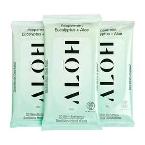 ALŌH Peppermint Eucalyptus + Aloe Hand Sanitizer Wipes, Travel Size | Clean Hands, Clear Mind, On The Go for K