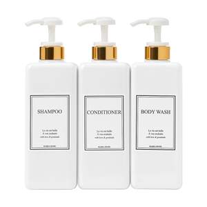 Modern Gold Design Shampoo and Conditioner Dispenser - Large 27oz Shower Soap Dispenser, Set of 3 Refillable E