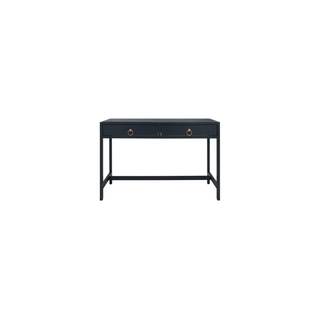 SAFAVIEH Furniture - Esther 2-Drawer Writing Desk - Navy - Solid Wood - Glam Gold Hardware Design - Ideal for