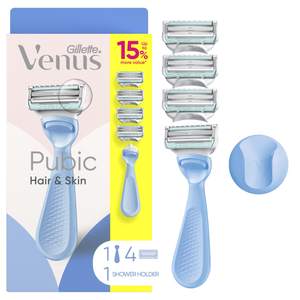 Gillette Venus for Pubic Hair and Skin, Bikini Razors for Women, Women's Razor Handle + 4 Blade Refills Handle