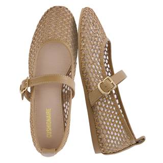 CUSHIONAIRE Gracie Mesh Mary Jane Flats for Women, Breathable Ballet Flats with Adjustable Buckle Strap and Me
