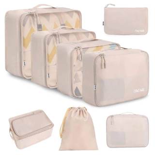 BAGAIL 8 Set Packing Cubes Luggage Packing Organizers for Travel Accessories-Cream Cream 8 Set