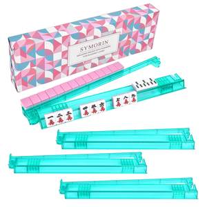 Premium Mahjong Racks with Pushers,4-Pack Non-Slip Acrylic Racks,Green | Non-Slip Base Design,Gift-Ready Packa