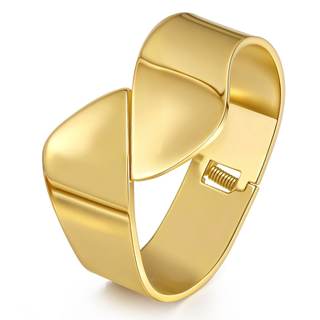 hotoo Chunky Wide Bangle Bracelets For Women Open Gold Bangle Statement Cuff Stainless Steel Stackable Bracele