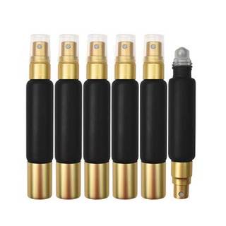 6-Pack Black Glass Bottles with Dual Ends – Sprayer & Roller Tops – Leakproof, Premium Essential Oil & Perfume
