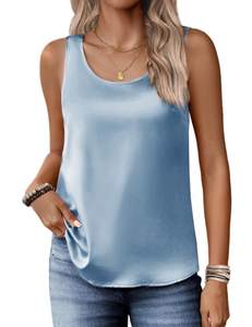 Zeagoo Silk Satin Tank Tops for Women Scoop Neck Sleeveless Camisole Tops | Under Blazer Tops for Women, Busin