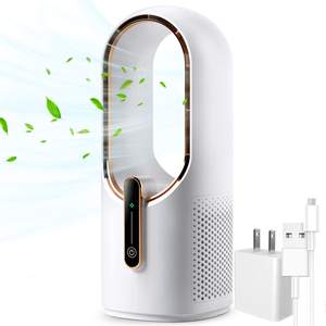 KONSIDEN Desk Fan Bladeless, 11.8 Inch Office Fan Small, Quiet, 3 Speed Adjustment, Touch Control, Easy to Cle