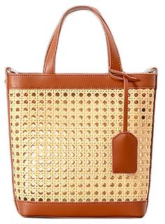 Rattan Tote Bag for Women Straw Beach Bag Crossbody Purse PU Leather Summer Shoulder Bag Cute Boho Purses Tote